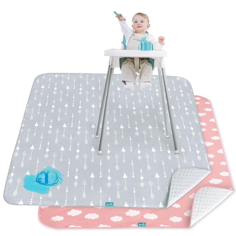 Splat Mat 2 Pack for Under High Chair & Arts & Crafts & Eating Mess, Waterproof